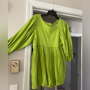 Free people beach green romper long sleeve